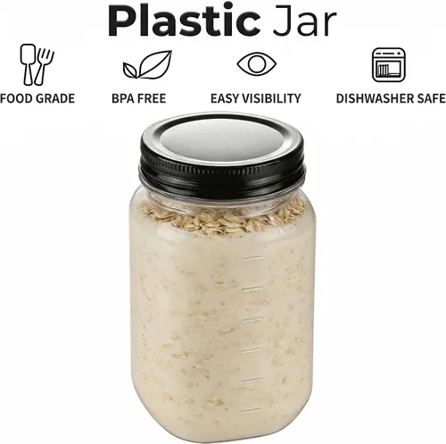 Vista 4 de Novelinks - Tarros de plástico transparente de 16 onzas con tapas y tapas de plástico 12 Pack, Black, 16 oz Plastic Containers with Lids, Storage