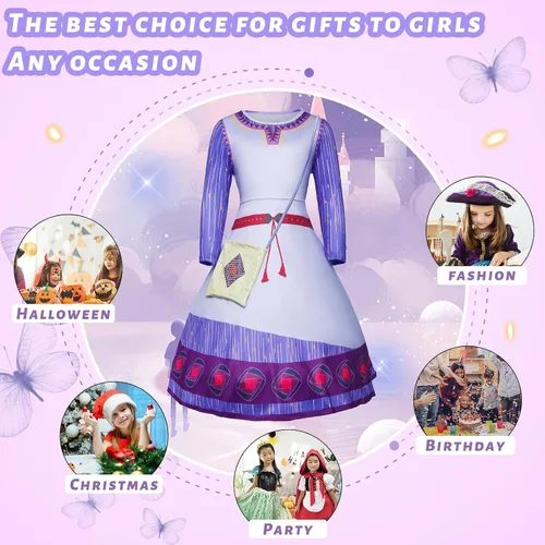 Vista 6 de FGHJKL Disfraz de princesa para niñas, disfraz de cosplay, vestido de fiesta de Navidad para Halloween