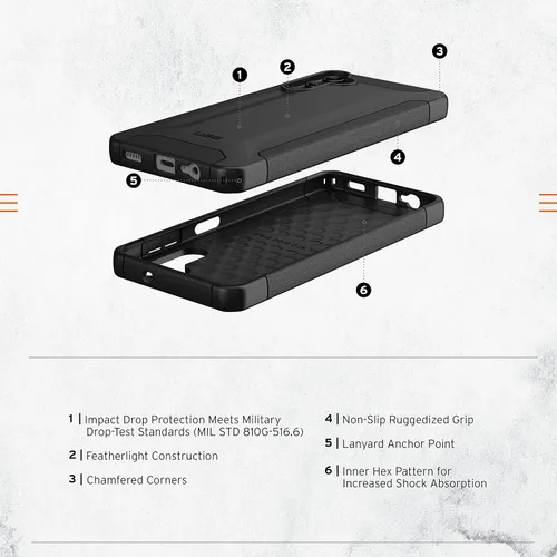 Vista 2 de URBAN ARMOR GEAR UAG - Funda protectora diseñada para Samsung Galaxy A14 5G, color negro, resistente, ligera, delgada, resistente a los impactos