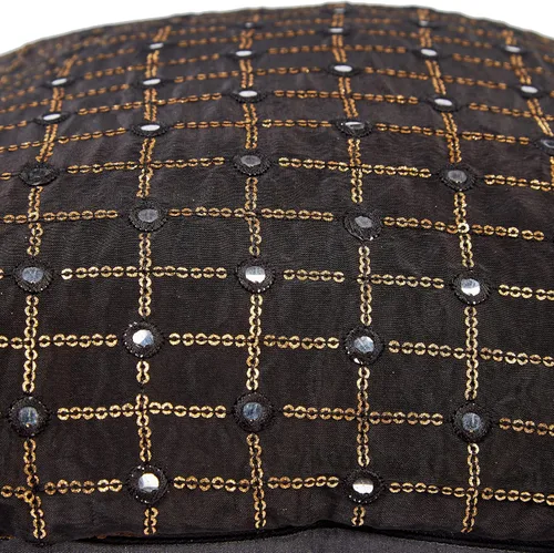 Vista 8 de Juego de 2 almohadas decorativas negras de 12 x 12 pulgadas, fundas de almohada pequeñas de seda para sofá, funda de cojín bordada con lentejuelas
