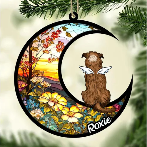 Vista 838 de LOVELYPOD Adorno de Navidad personalizado para perro Basset Hound (marrón) Basset Hound (marrón) adorno para atrapasoles de perro, razas de perros
