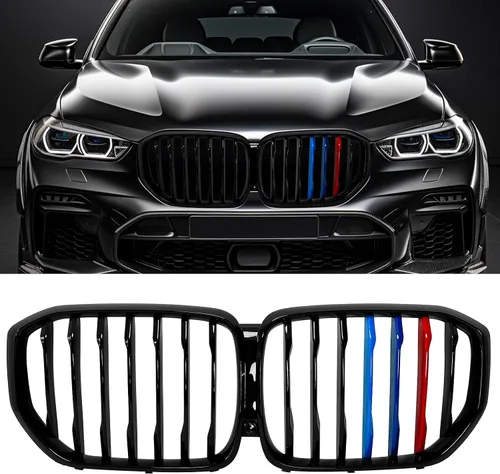 Vista 17 de X5 E70 - Rejilla de riñón de color negro brillante M para BMW X5 E70 X6 E71 2007-2014 (láminas dobles de color M)