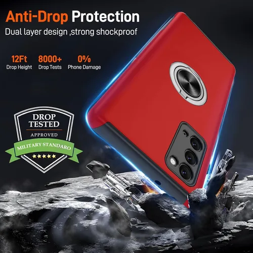 Vista 73 de Gritup - Funda para Galaxy A05S con protector de pantalla HD×2, funda protectora para teléfono a prueba de golpes con soporte magnético de anillo