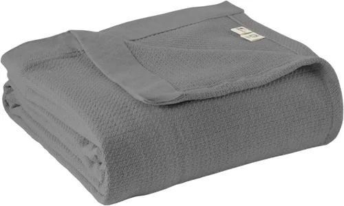 Vista 13 de Manta 100% algodón orgánico – Manta de algodón orgánico certificado GOTS & Fairtrade para cama con tejido de punto individual suave, pesado