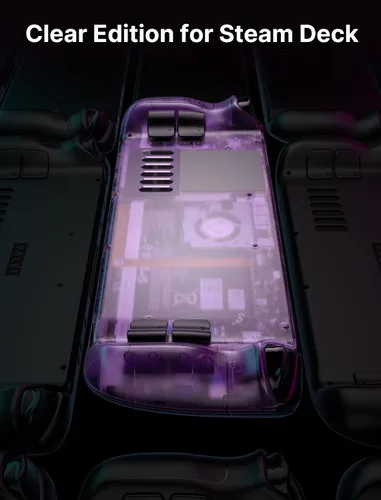 Vista 3 de JSAUX Placa trasera transparente compatible con cubierta de vapor, juego de carcasa de repuesto de edición transparente compatible con cubierta