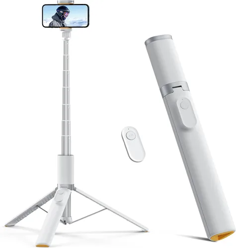 Vista 11 de TODI Trípode para selfie stick para teléfono celular de 63 pulgadas, trípode portátil para iPhone con control remoto inalámbrico, soporte extensible