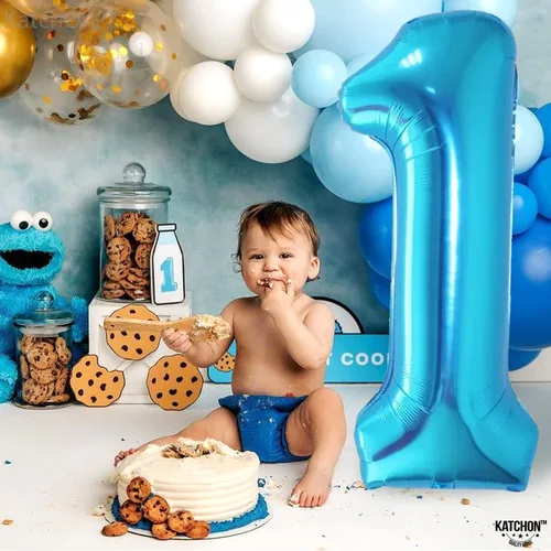 Vista 5 de KatchOn Globo azul del número 1 para decoraciones de primer cumpleaños, 40