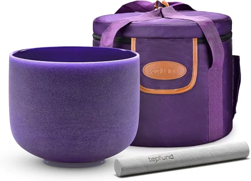 Vista 10 de TOPFUND 528 Hz Solfeggio Crystal Singing Bowl 8 inch with Heavy Duty Carrying Case and Suede Mallet