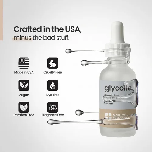 Vista 5 de Natural Outcome Ácido glicólico/suero de renovación AHA al 12% Suero facial exfoliante antienvejecimiento Aumenta la renovación celular dejando