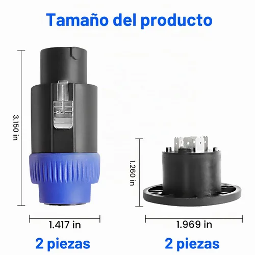 Vista 3 de MEIRIYFA Enchufe de conector Speakon de 8 polos, NL4 Speak-On de 8 pines macho de audio de bloqueo giratorio y adaptador de enchufe de montaje