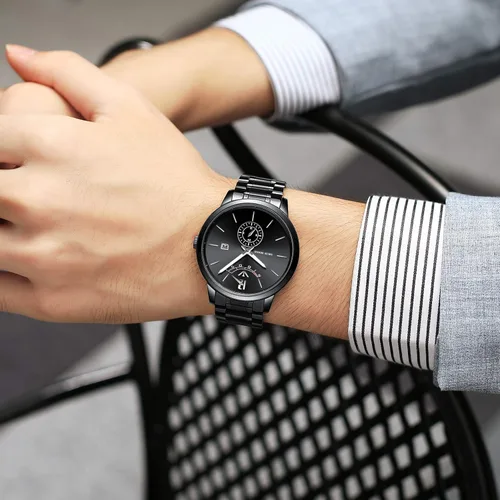 Vista 2 de NIBOSI Relojes para hombre, cronógrafo, vestido de negocios, analógico, de cuarzo, para hombre, fecha, reloj deportivo, relojes de vestir de moda