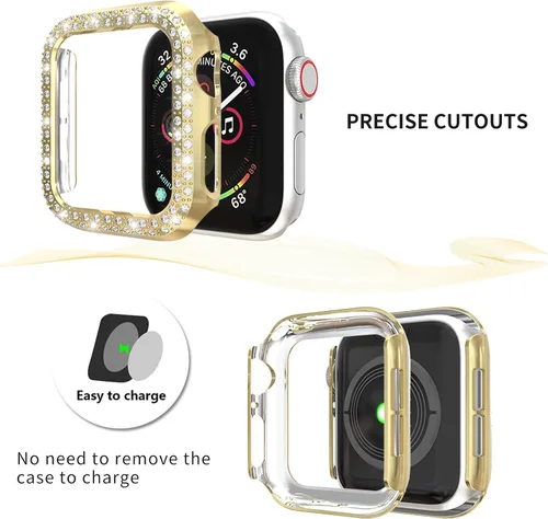 Vista 6 de Paquete de 5 fundas protectoras compatibles con Apple Watch SE Series 6, 5, 4, de 1.575 pulgadas, cubierta protectora de diamantes de cristal