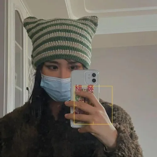 Vista 6 de Gorro de gato con orejas para mujer, gorros holgados para mujer, accesorios grunge, sombreros de ganchillo