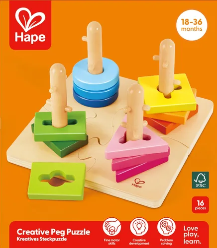 Vista 7 de Hape rompecabezas con taquetes de madera creativo para niño