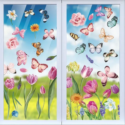 Vista 11 de Decoraciones del 4 de Julio Calcomanías Patrióticas para Ventanas de EE.UU. Calcomanías de Ventana Artísticas de Doble Cara EE.UU. Día