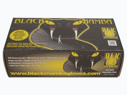Vista 3 de Caja de 100 guantes Black Mamba de nitrilo negro, muy resistentes