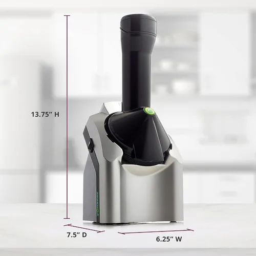 Vista 4 de Yonanas - Máquina clásica de helado de fruta congelada para golosinas veganas y sin lácteos saludables, máquina plateada de 200W con 36 recetas