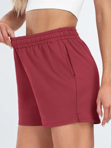Vista 11 de AUTOMET Pantalones cortos deportivos para mujer, estilo casual, con cordón, cómodos, elásticos, de cintura alta, con bolsillos