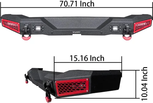 Vista 4 de Parachoques Trasero Bronco Textura Negro Compatible con Ford Bronco 2021 2022 2023 2024 2025 2026 (No es compatible con la versión Sport)