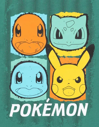 Vista 5 de Pokemon Camisetas para Niños Gris Verde O Negro Top Pikachu Squirtle Bulbasaur Charmander