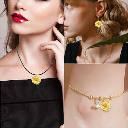 Vista 6 de BronaGrand 60pcs Sunflower Pendant Charms Alloy Sunflower Bead Charms Flower Charms Pendants Craft Supplies for DIY Jewelry Earrings Necklace