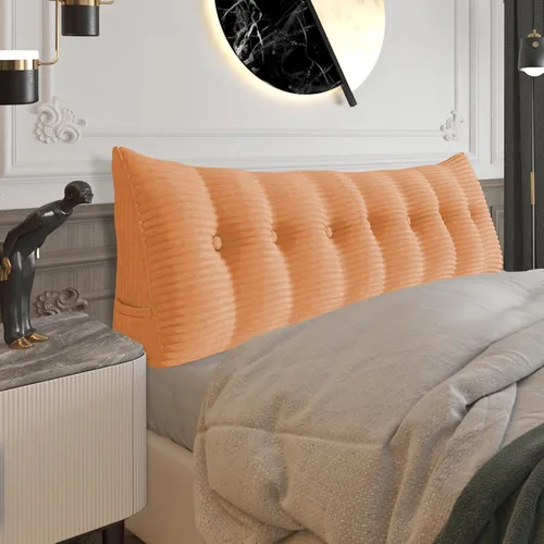 Vista 92 de Almohada de cabecera gruesa totalmente rellena tamaño Queen, cabecera acolchada suave y firme, soporte grande, triangular, almohada de cuña
