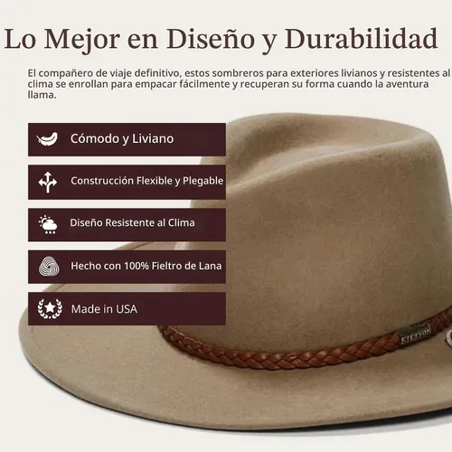 Vista 3 de Stetson Crushable Sagebrush Outdoor Hat