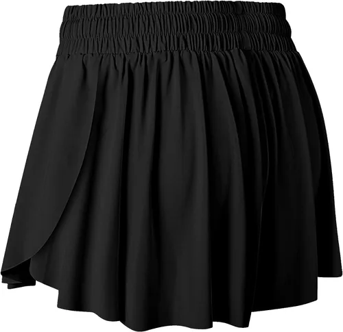 Vista 6 de Memorose Pantalones cortos de correr fluidos para mujer, pantalones cortos de verano casuales de elastano con bolsillos