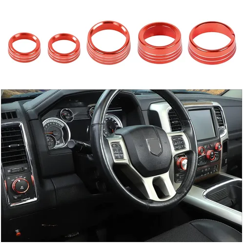 Vista 8 de Voodonala para Dodge RAM Cubierta de perilla del interruptor de aire acondicionado y radio de aluminio para la consola central para Dodge RAM Negro