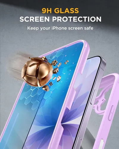 Vista 183 de Miracase Serie de vidrio para iPhone 11 de 6.1 pulgadas, funda protectora de cuerpo completo resistente mejorada con protector de pantalla de vidrio