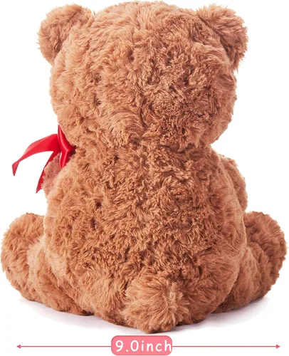 Vista 5 de IKASA Juguete de peluche de oso con lazo para San Valentín, lindo juguete pequeño de peluche suave de 10.6 pulgadas, regalos para novia (oso)