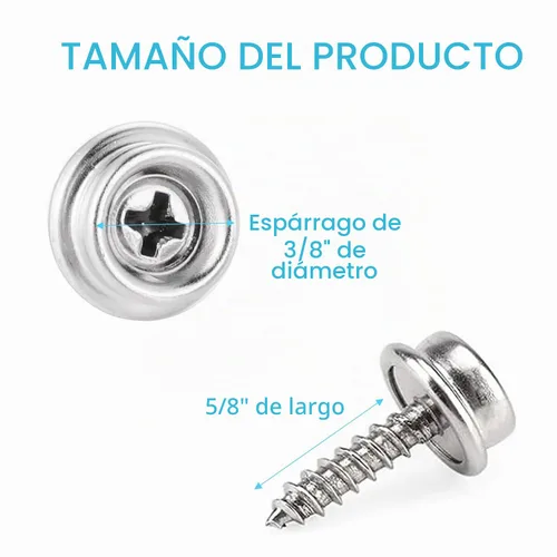 Vista 2 de BetterJonny - 100 broches de lona de acero inoxidable para barco, rosca de grado marino, para cubierta de barco de metal, enchufe de 3/8 pulgadas