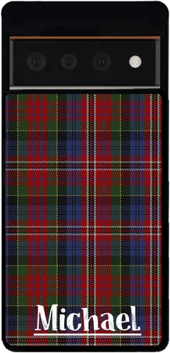 Vista 5 de Suéter a cuadros de color verde, azul, rojo, funda de goma negra personalizada para teléfono compatible con Google Pixel 10, 10 Pro, 10 Pro XL, 9a