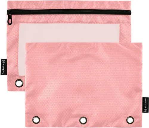 Vista 21 de Estuche negro de 3 anillas para lápices, paquete de 2 unidades, impermeable, de plástico transparente, con cremallera, organizador de documentos