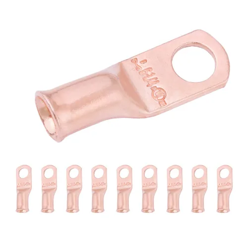 Vista 123 de SELTERM - 5 terminales de anillo resistentes para cable de batería, calibre 1/0 AWG, pernos de 1/2 pulgadas, terminales de calibre 0, ojales