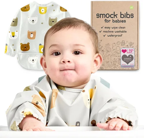 Vista 16 de Baberos impermeables para comer (niño o niña de 6 a 24 meses) – Babero de manga larga para bebé destete