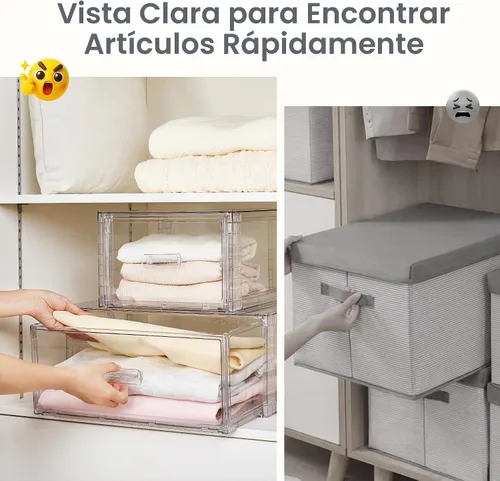 Vista 5 de Vtopmart Juego de 5 cajones apilables de almacenamiento grandes y medianos