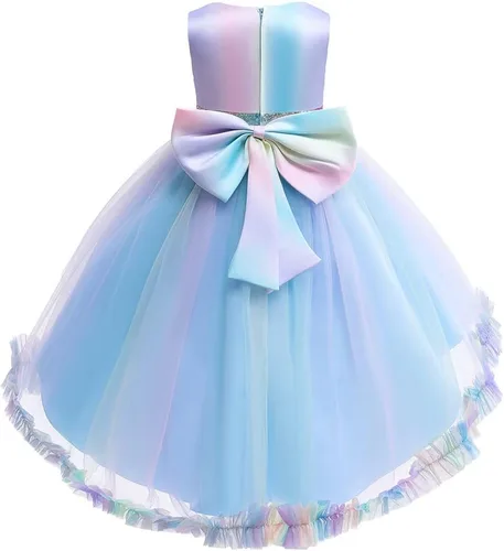 Vista 12 de Disfraz de princesa de lentejuelas de unicornio para niñas, disfraz de Halloween, fiesta de Navidad, boda, cumpleaños