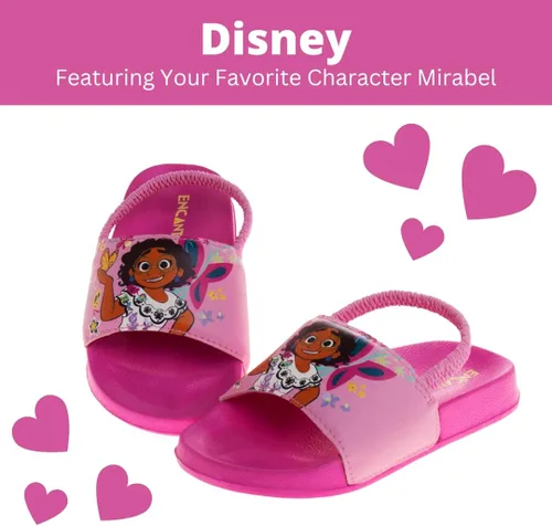 Vista 2 de Disney Minnie Mouse, Encanto, Mickey, Lightning McQueen, Frozen Elsa Anna Girl - Sandalias de verano para niños con correa trasera para playa