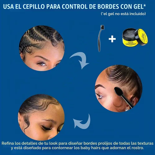 Vista 2 de Cepillo de precisión para cabello natural, control de bordes portátil y cepillo de cerdas