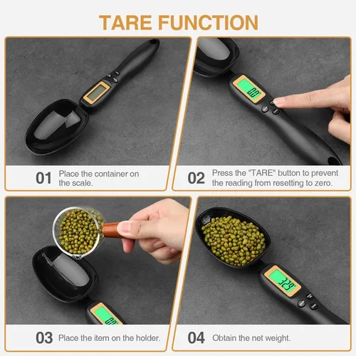 Vista 3 de Mafiti - Cuchara de medición digital, cuchara de medición electrónica ajustable de 500 g / 0,1 g de alta precisión para gadgets de cocina, comidas