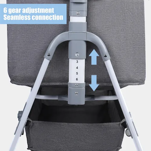Vista 8 de 3 in 1 Bedside Sleeper Crib, Height Adjustable Co Sleeper, Movable Beside Bassinet with Curved Rocking Cradle, Lockable Wheels, Detachable Mosquito
