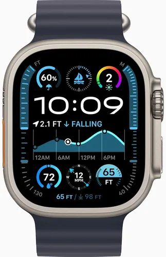 Vista 3 de Apple Watch Ultra 2 GPS + celular, 1.929 in - Funda de titanio con correa azul océano, talla única (renovado)