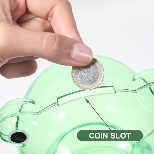 Vista 7 de Hucha de rana irrompible de plástico para dinero, caja de ahorro de dinero, caja de ahorro de dinero, adorno de escritorio para niñas, niños