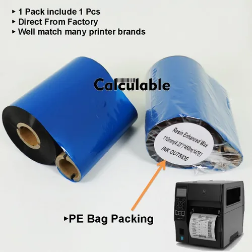 Vista 6 de 4.33 "x1476' (110mmx450m) Tinta de cinta de transferencia térmica fuera Cintas de cera cera de resina mejorada para Zebra GK420D SM4 ZT410 GC420t
