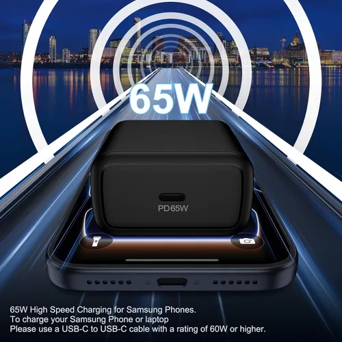 Vista 2 de 65W Super Samsung S26 Fast Charger Android Phone Block & 6ft Type C Cable USB C Charger Fast Charging for Samsung Galaxy S26 Ultra S26 Plus S25
