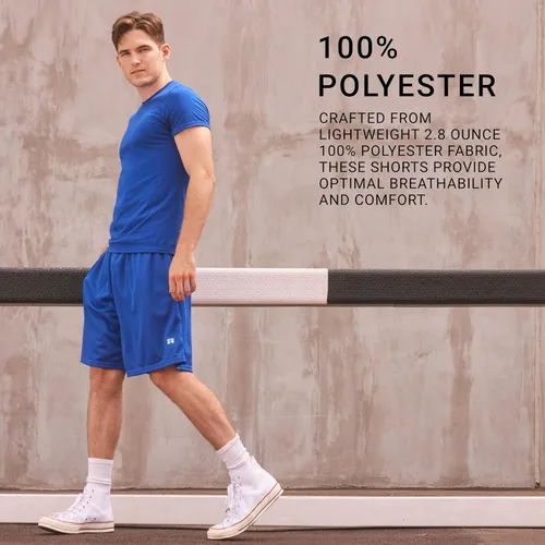 Vista 5 de Russell Athletic Pantalones cortos de malla con bolsillos para hombre