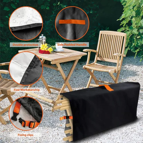 Vista 3 de Funda plegable para silla, bolsa de almacenamiento impermeable – Resistente tela Oxford 420D protector de silla con asas, se adapta a sillas