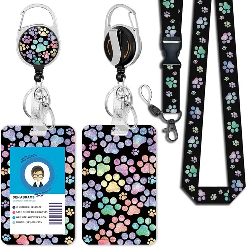 Vista 16 de Giancomics Soporte para tarjetas de identificación negro con cordón, cordones para insignias de identificación con carrete de insignia retráctil