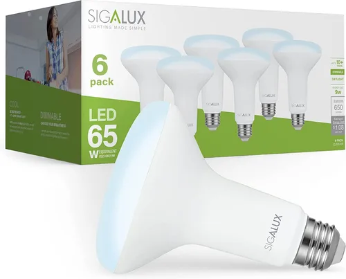 Vista 9 de Sigalux BR30 - Bombillas LED para interiores para latas empotradas, 7.5 W (reemplazo de 65 W), 650 lm, blanco suave 2700 K, atenuación suave, CRI
